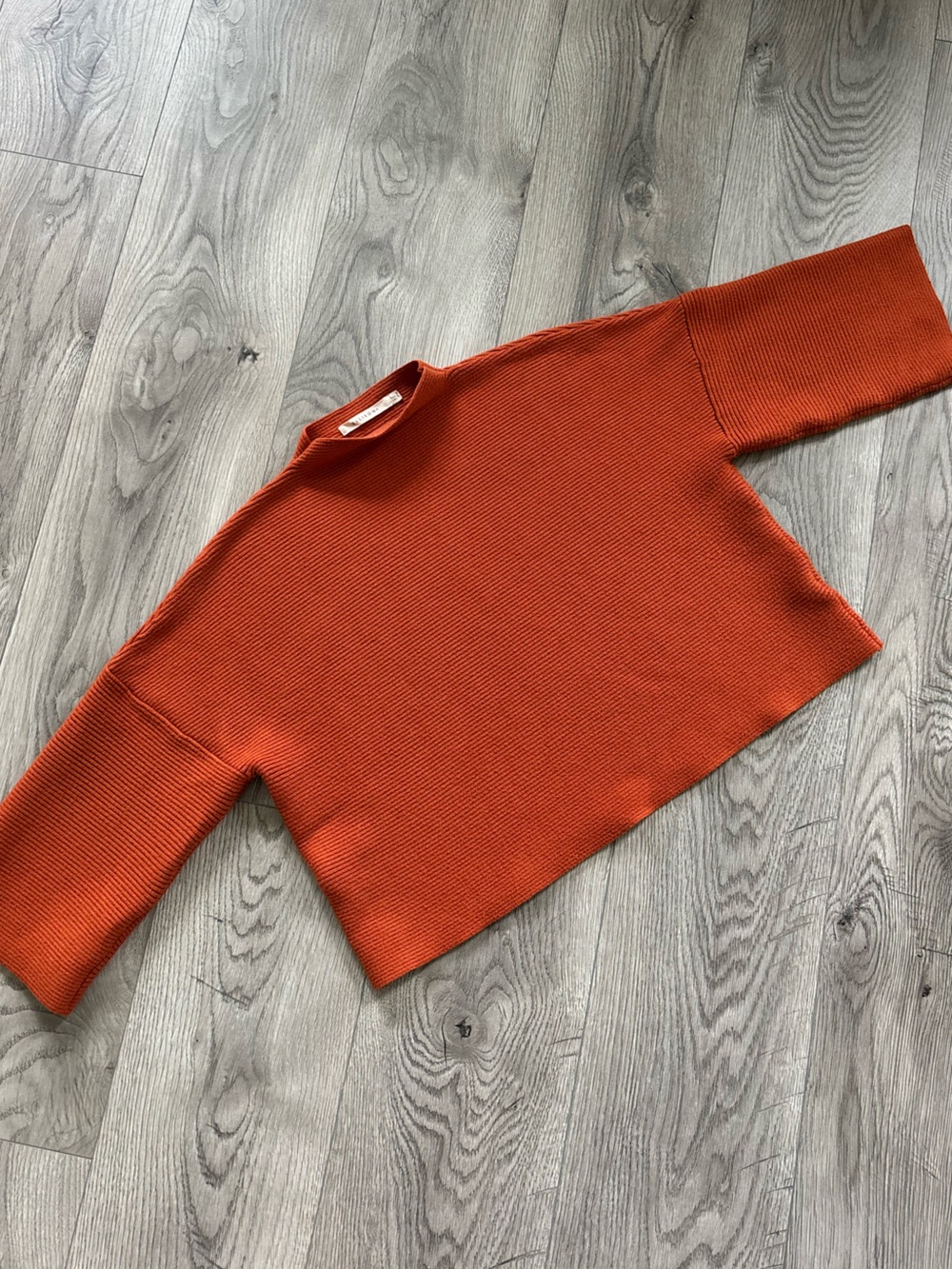 Ellison Ribbed Mock-Neck Orange Half Sleeve Sweater | Women’s Small